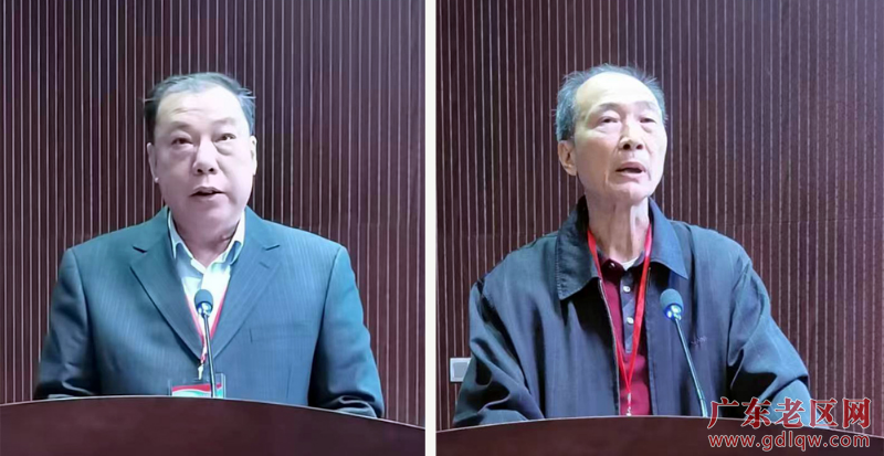 11-2潮州市老促会会长吴启忠(左)、清远市老促会常务副会长张金玲(右)作大会发言.jpg